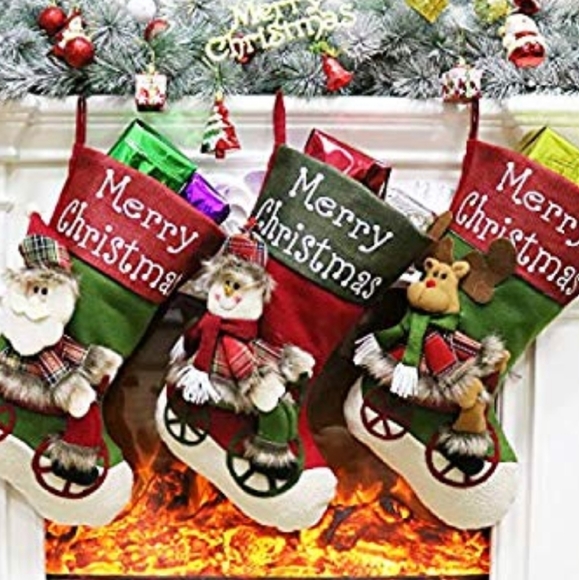 Cute Bike Riding Santa Snowman Christmas stocking - Picture 6 of 6